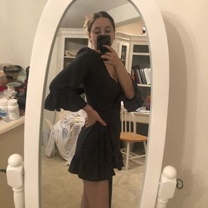 Black wrap dress (with star pattern)